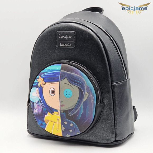 Loungefly Coraline Split Face Iridescent Black Mini Backpack Bag New main image 5